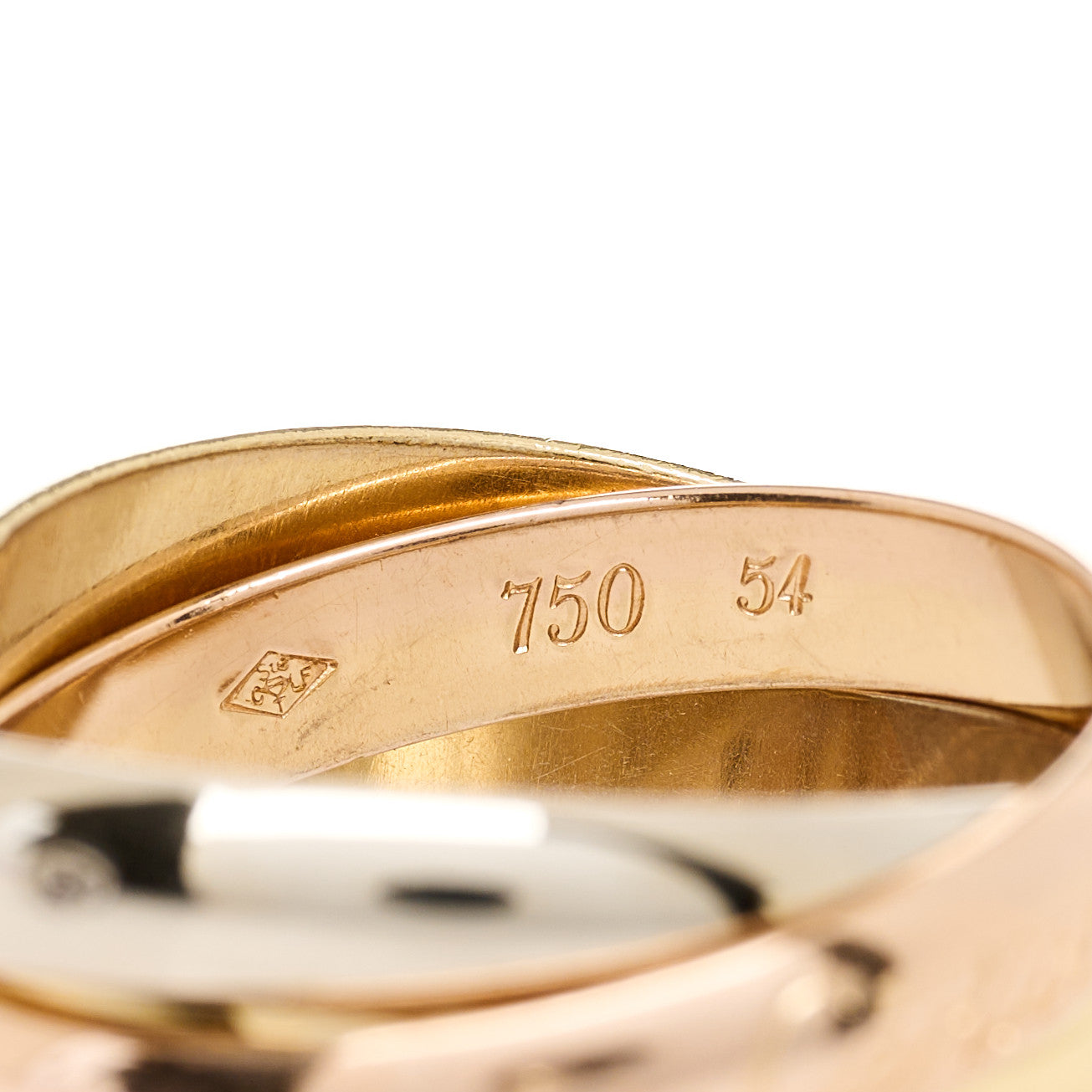Cartier 18K Pink Yellow White Gold Classic Les Must De Cartier Trinity Ring 54 6.75 4 of 5