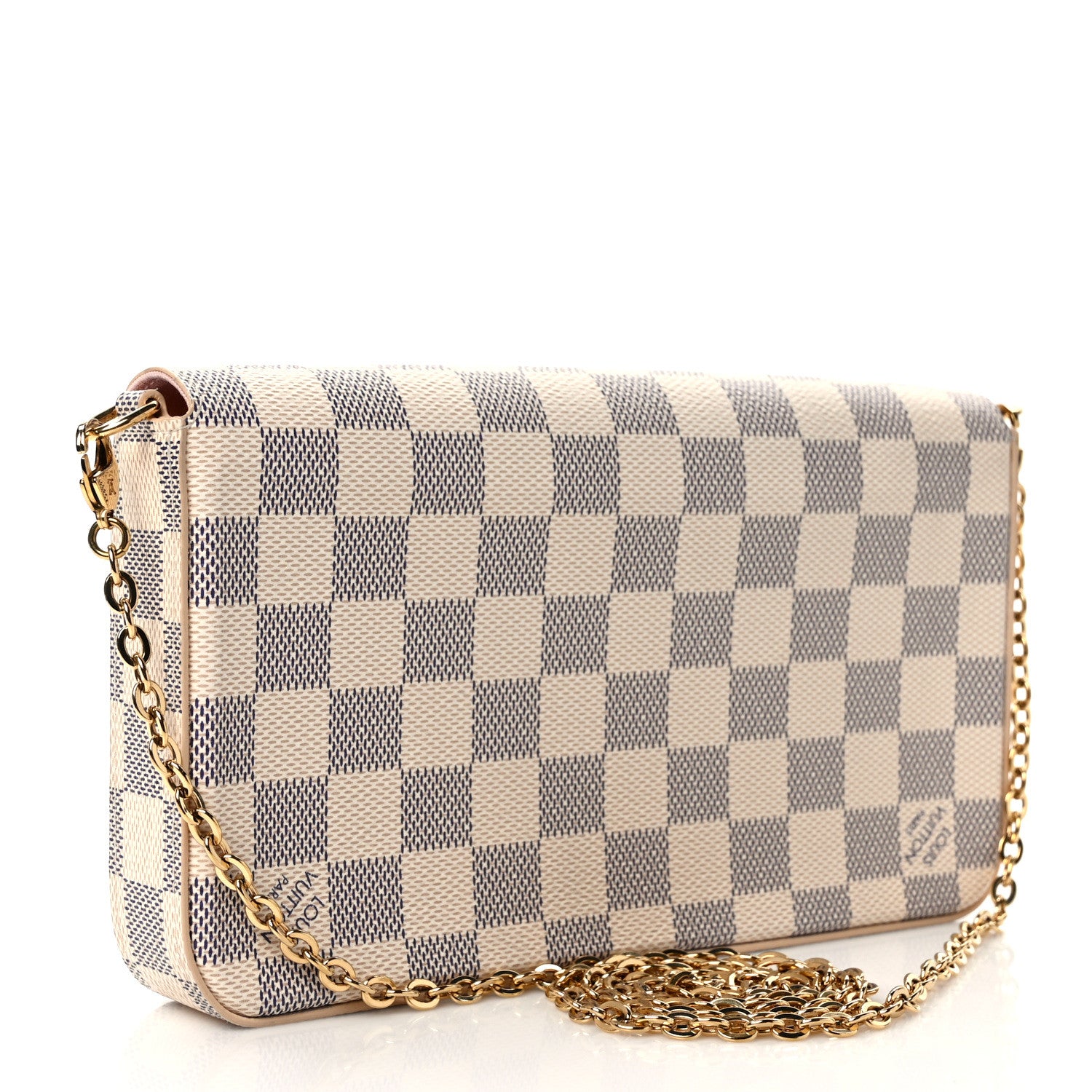 Louis Vuitton Damier Azur Pochette Felicie Chain Wallet Rose Ballerine 4 of 9