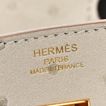 Hermes Ostrich Birkin 25 Gris Perle 6 of 11