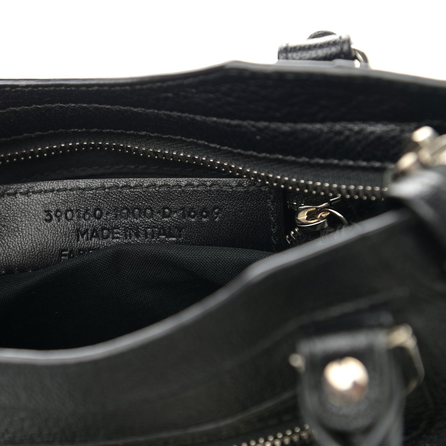 Chevre Silver Metallic Edge Hardware Mini City Black