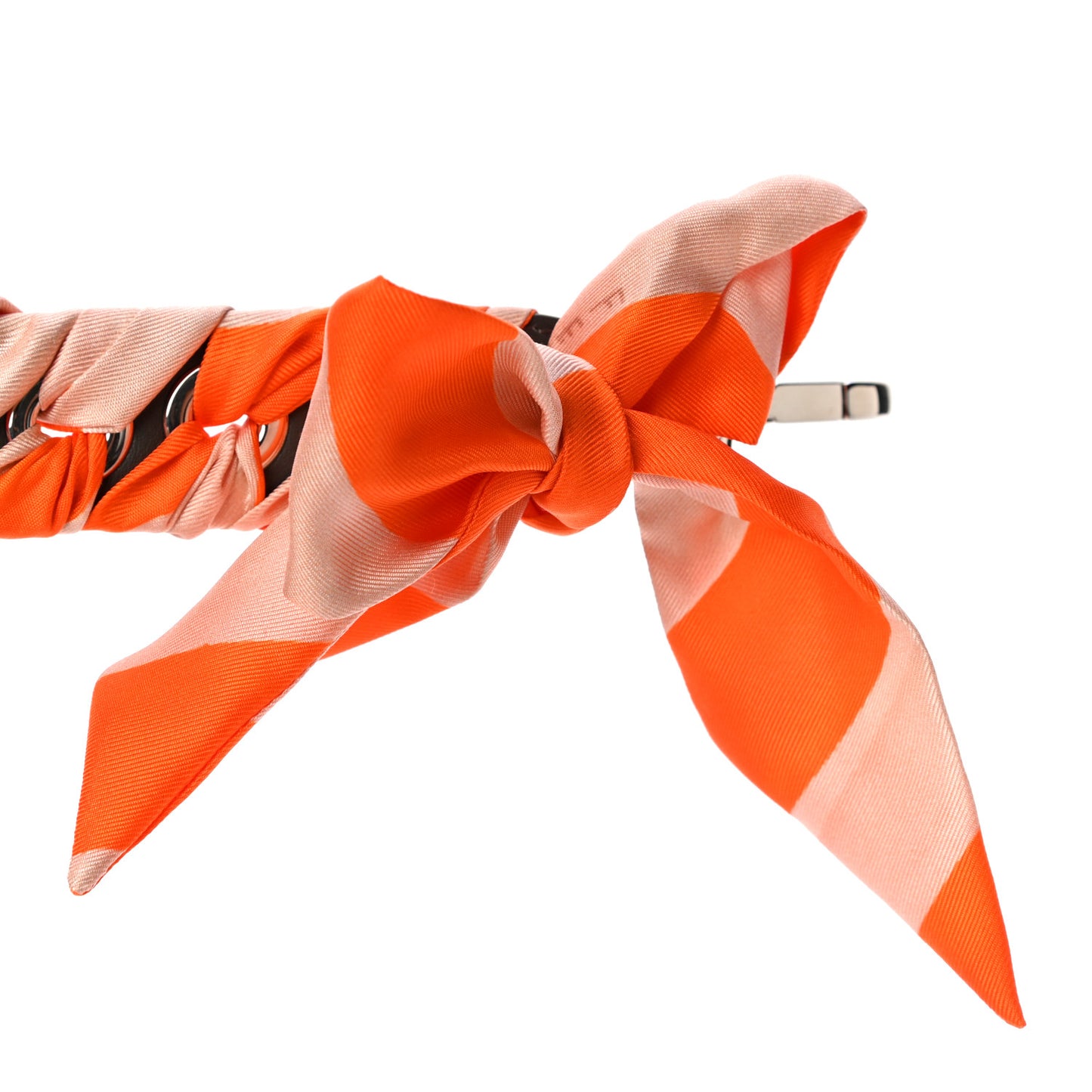 Calfskin Ribbon Lace Up Strap You Orange Light Pink