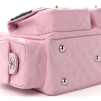Chanel Calfskin Quilted Large Cambon Multipocket Reporter Pink Black 9 of 11