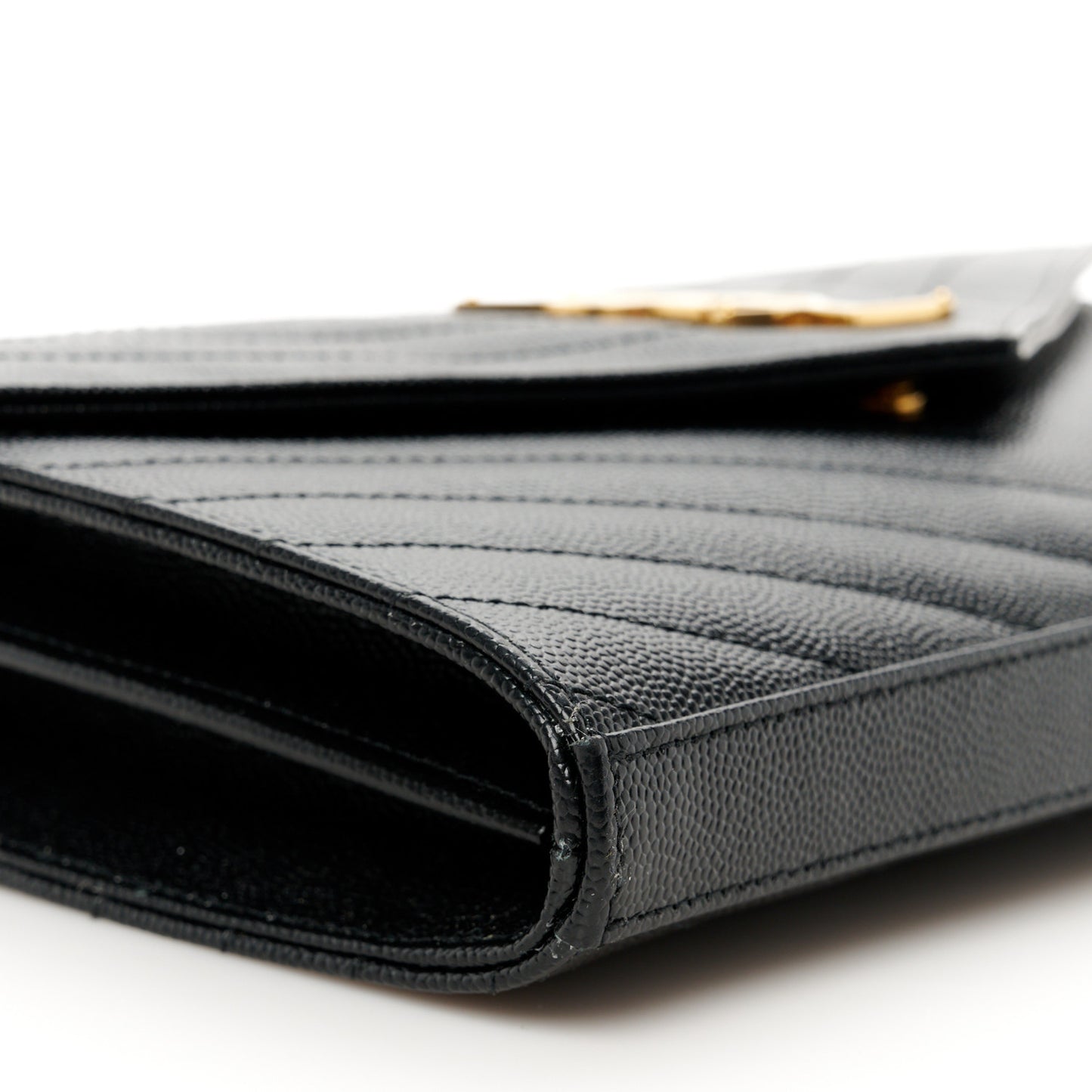 Grain De Poudre Matelasse Chevron Monogram Chain Wallet Black