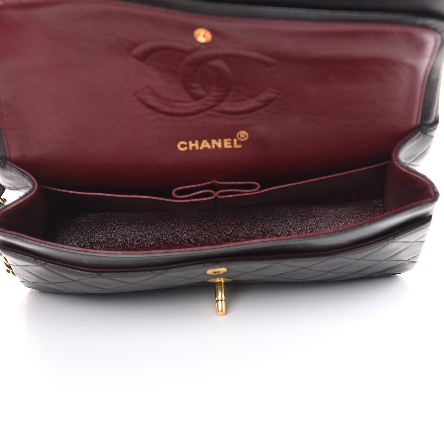 Lambskin Quilted Medium Double Flap Black