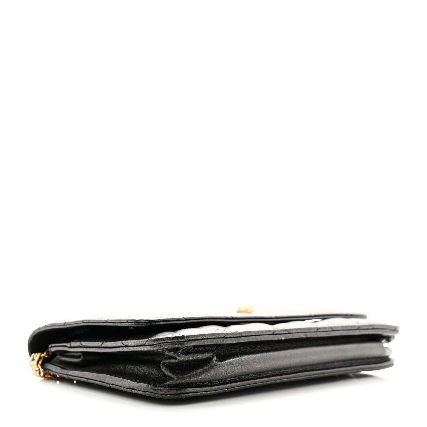 Metallic Calfskin Quilted Reissue Wallet On Chain WOC Grey
