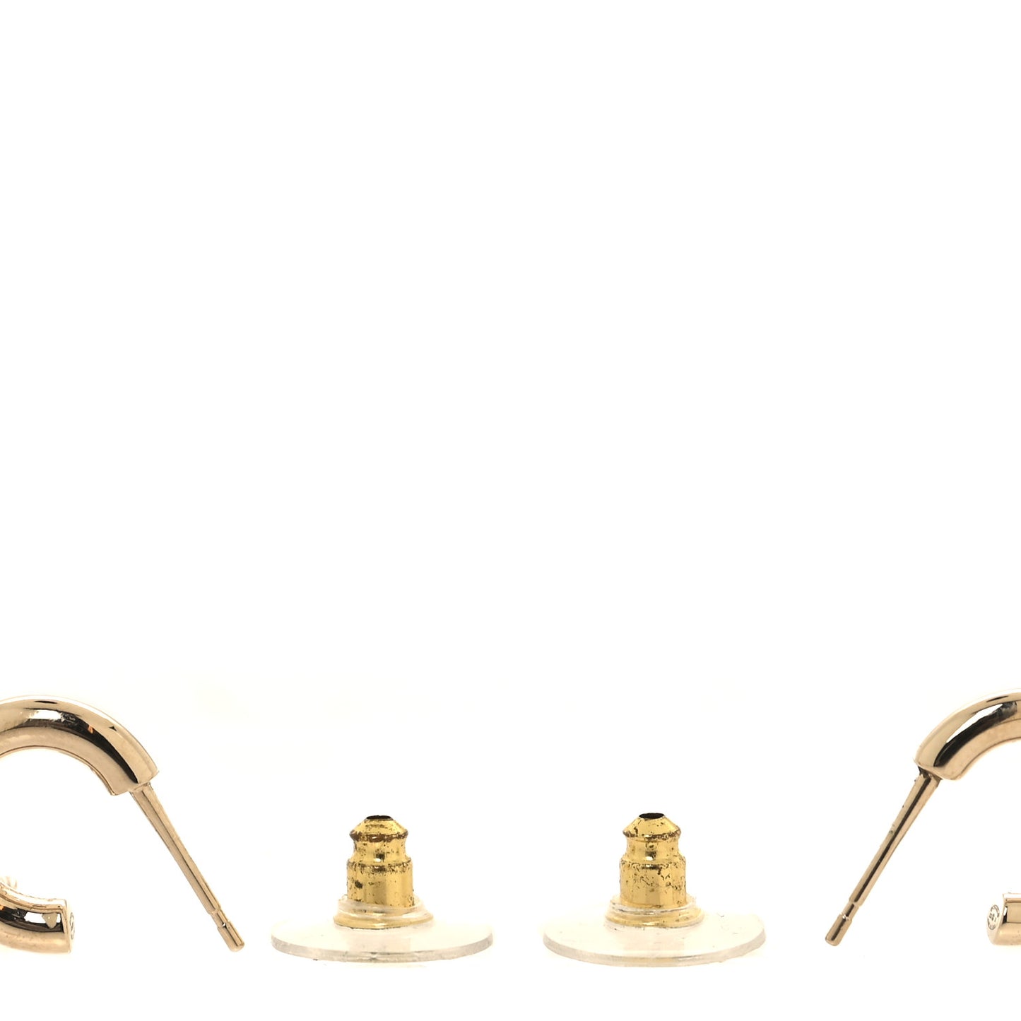 Metal Crystal CC Hoop Drop Earrings Gold