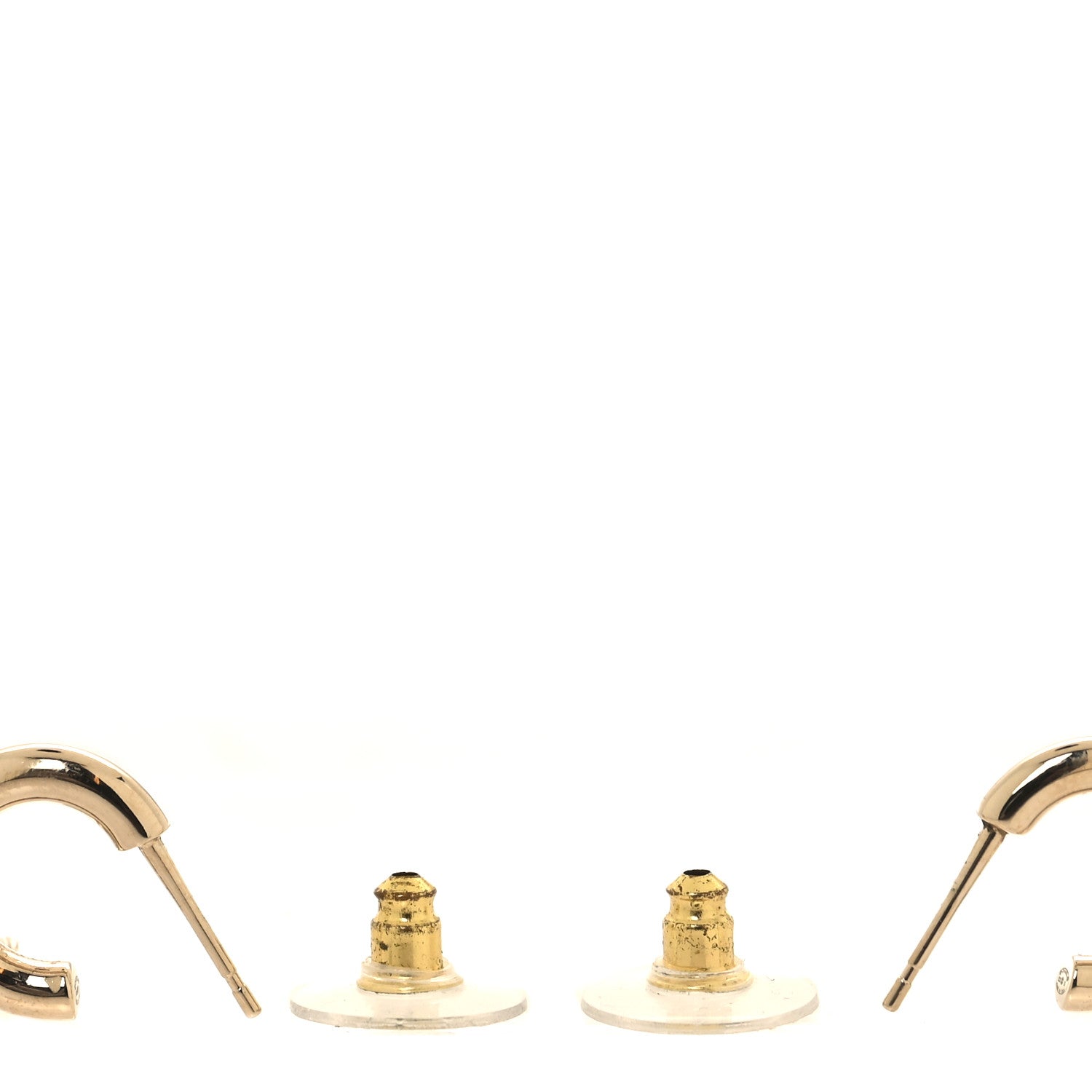 Chanel Metal Crystal CC Hoop Drop Earrings Gold 3 of 5