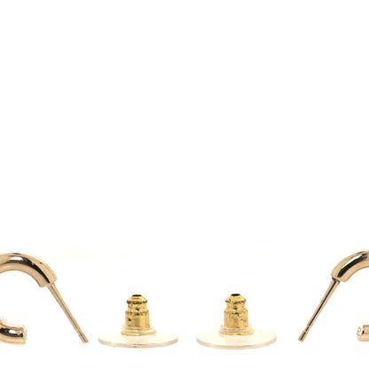 Chanel Metal Crystal CC Hoop Drop Earrings Gold 3 of 5