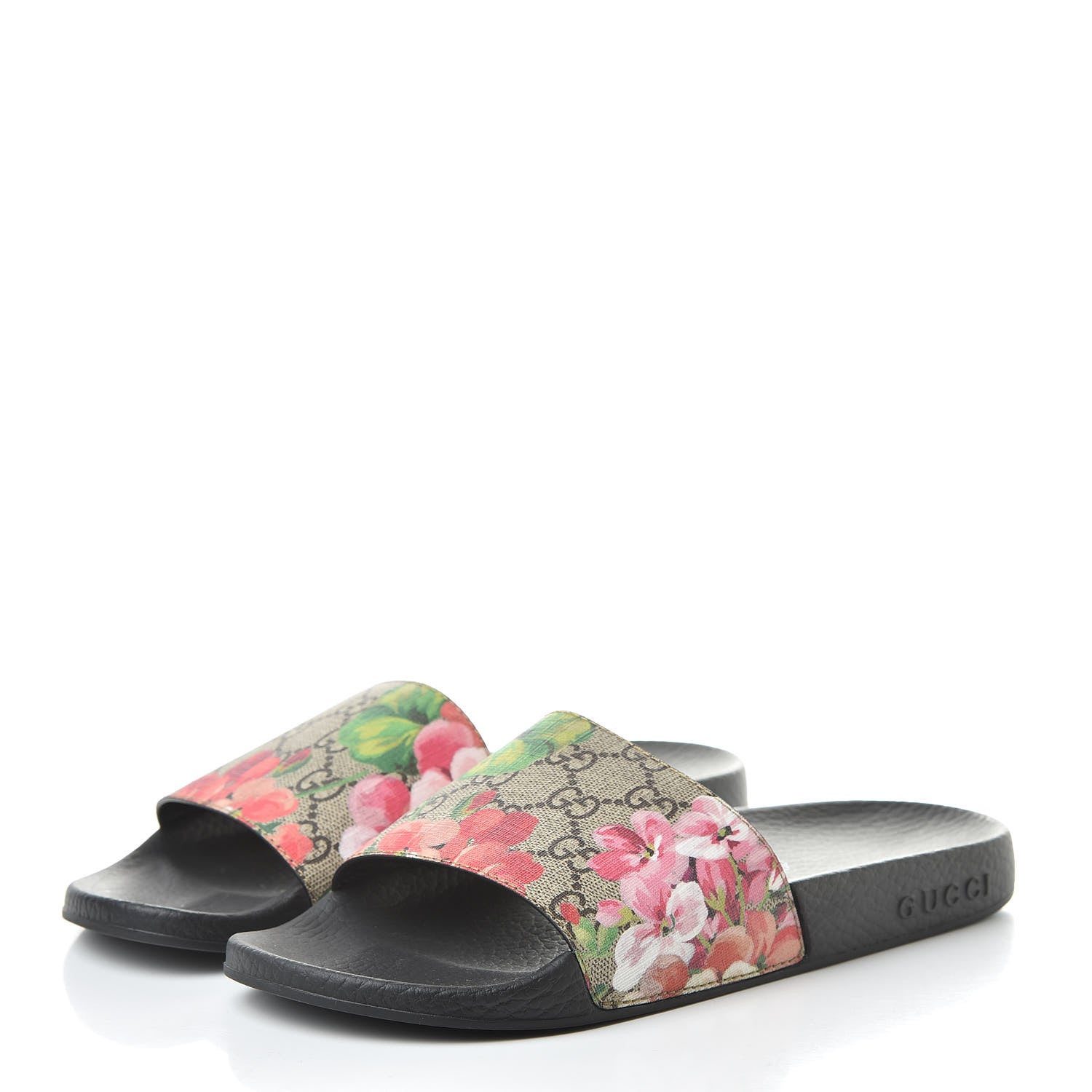 Gucci GG Supreme Monogram Blooms Slide Sandals 37 Beige Multicolor 3 of 9