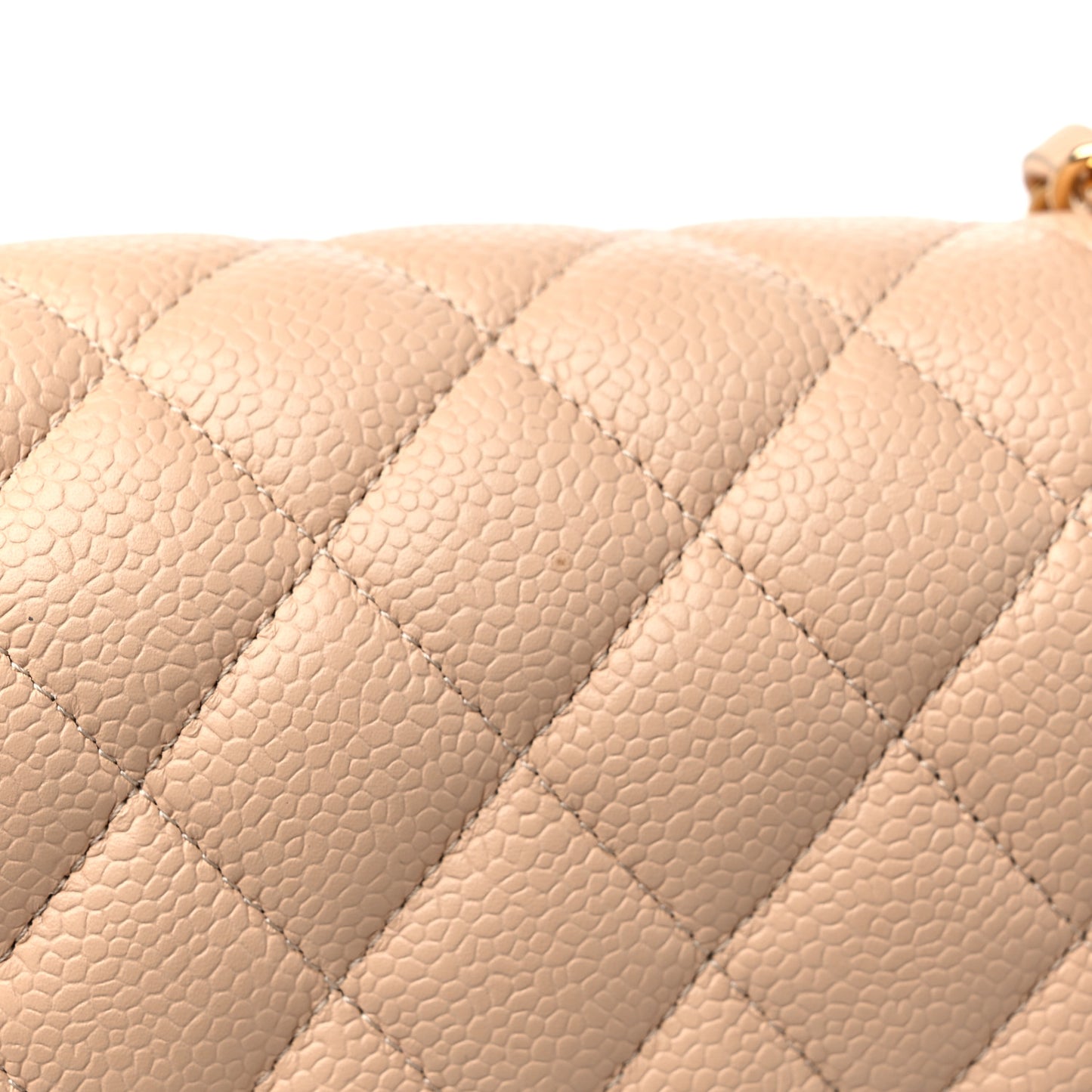 Caviar Quilted Medium Double Flap Beige