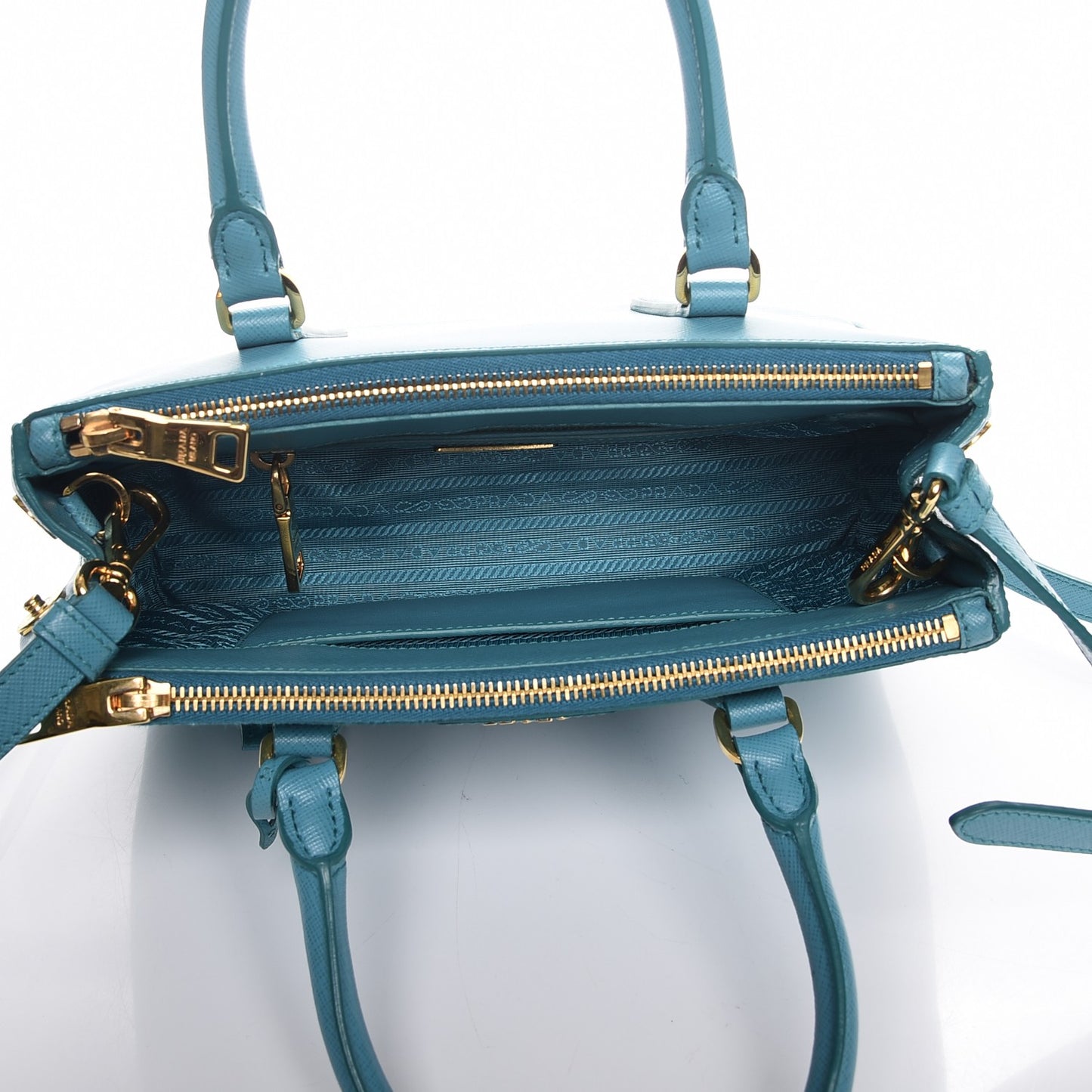 Saffiano Mini Galleria Double Zip Tote Turchese
