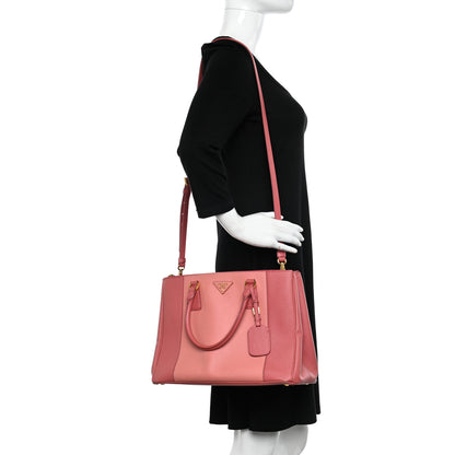 Prada Saffiano Lux Colorblock Medium Galleria Double Zip Tote Peonia 2 of 11