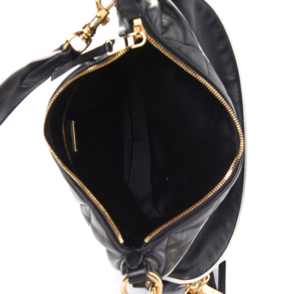 Miu Miu Nappa Matelasse Rider Shoulder Bag Black Green 4 of 4