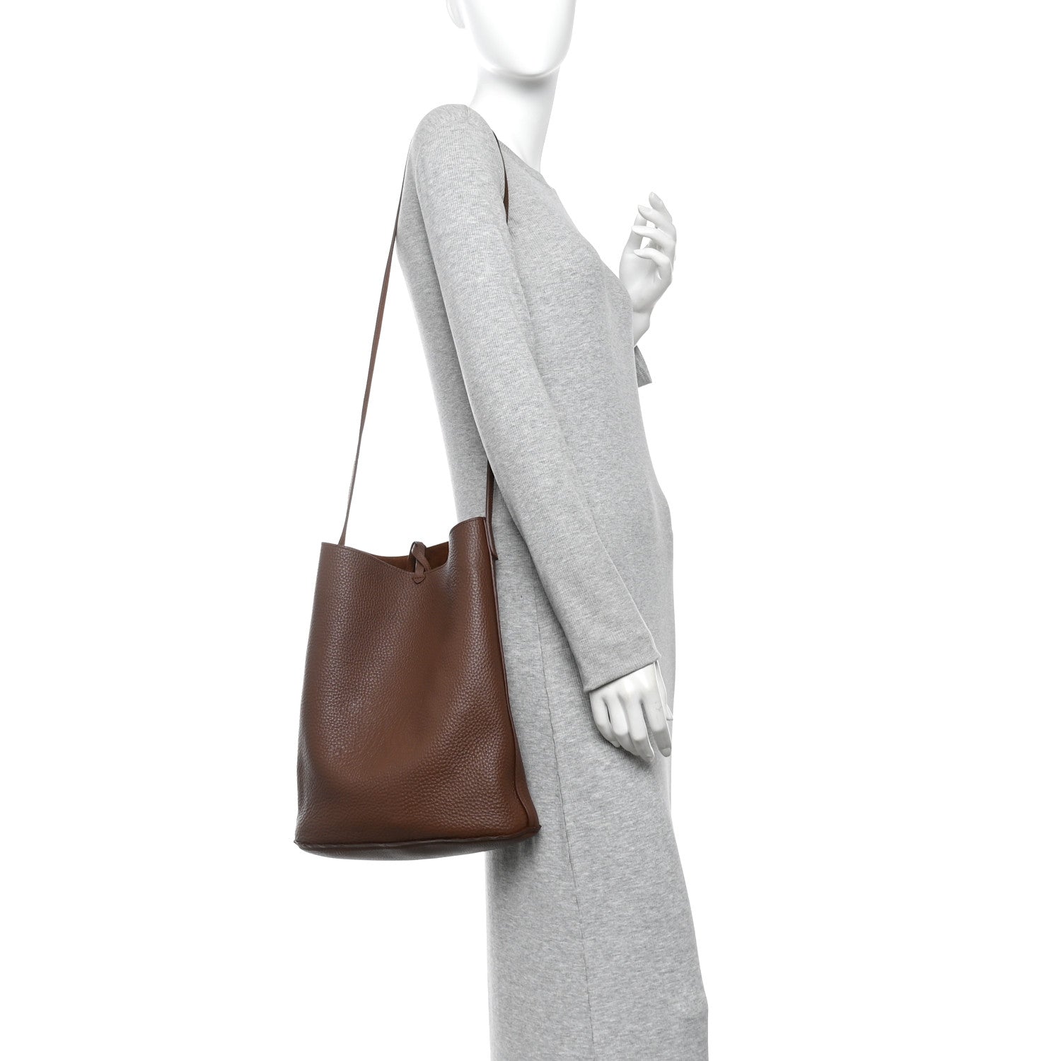 Celine Suede Calfskin Reversible Triomphe Bucket Bag Brown 2 of 15