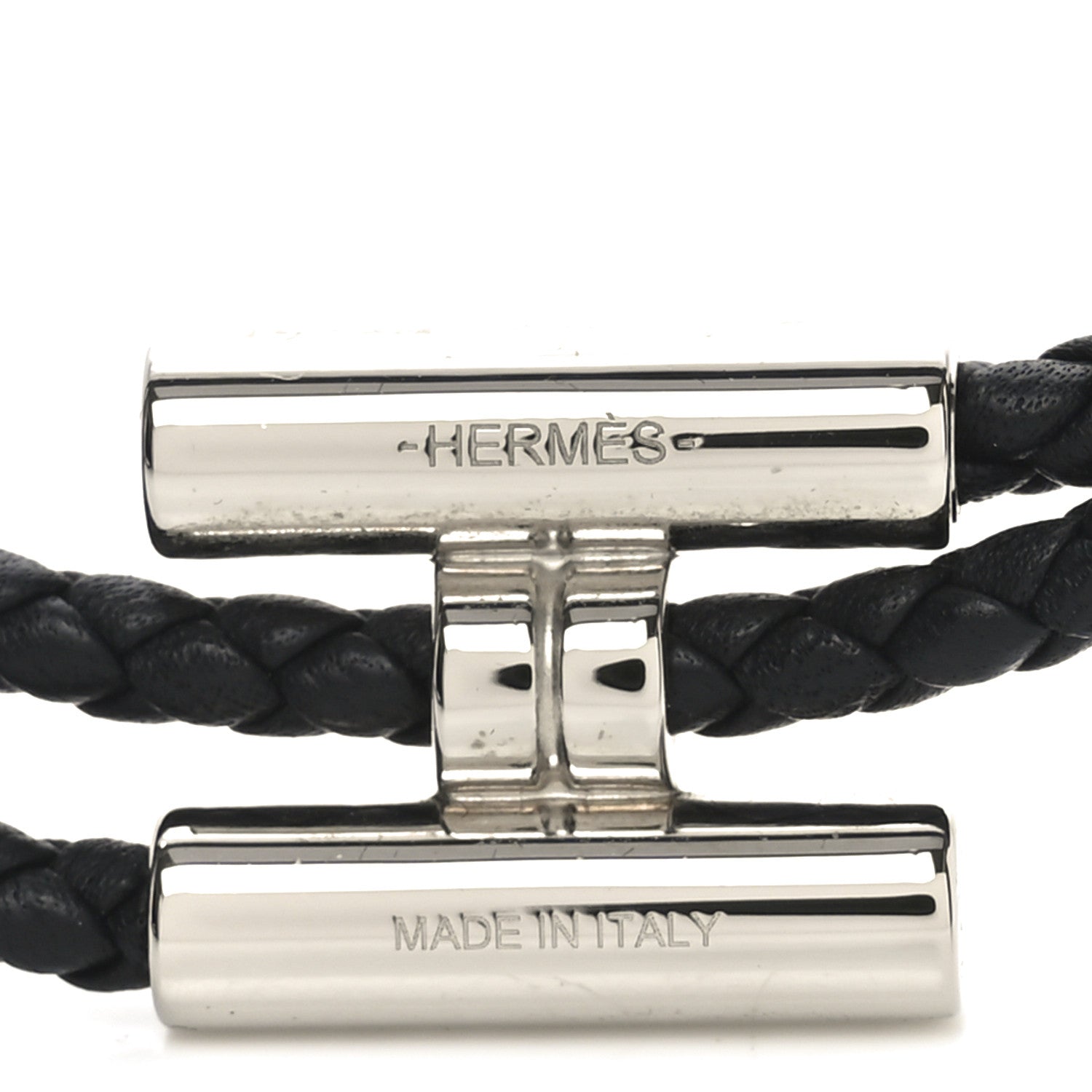 Hermes Swift Double Wrap Cord Tournis Tresse Bracelet Black