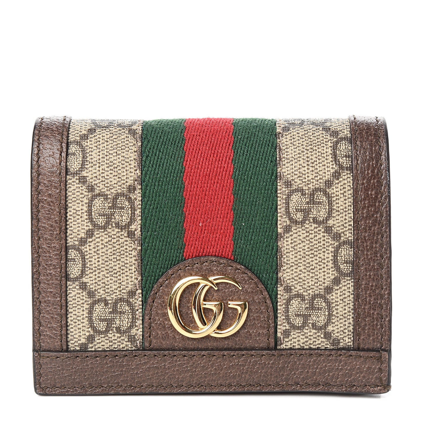 GG Supreme Monogram Web Ophidia Card Case Beige New Acero