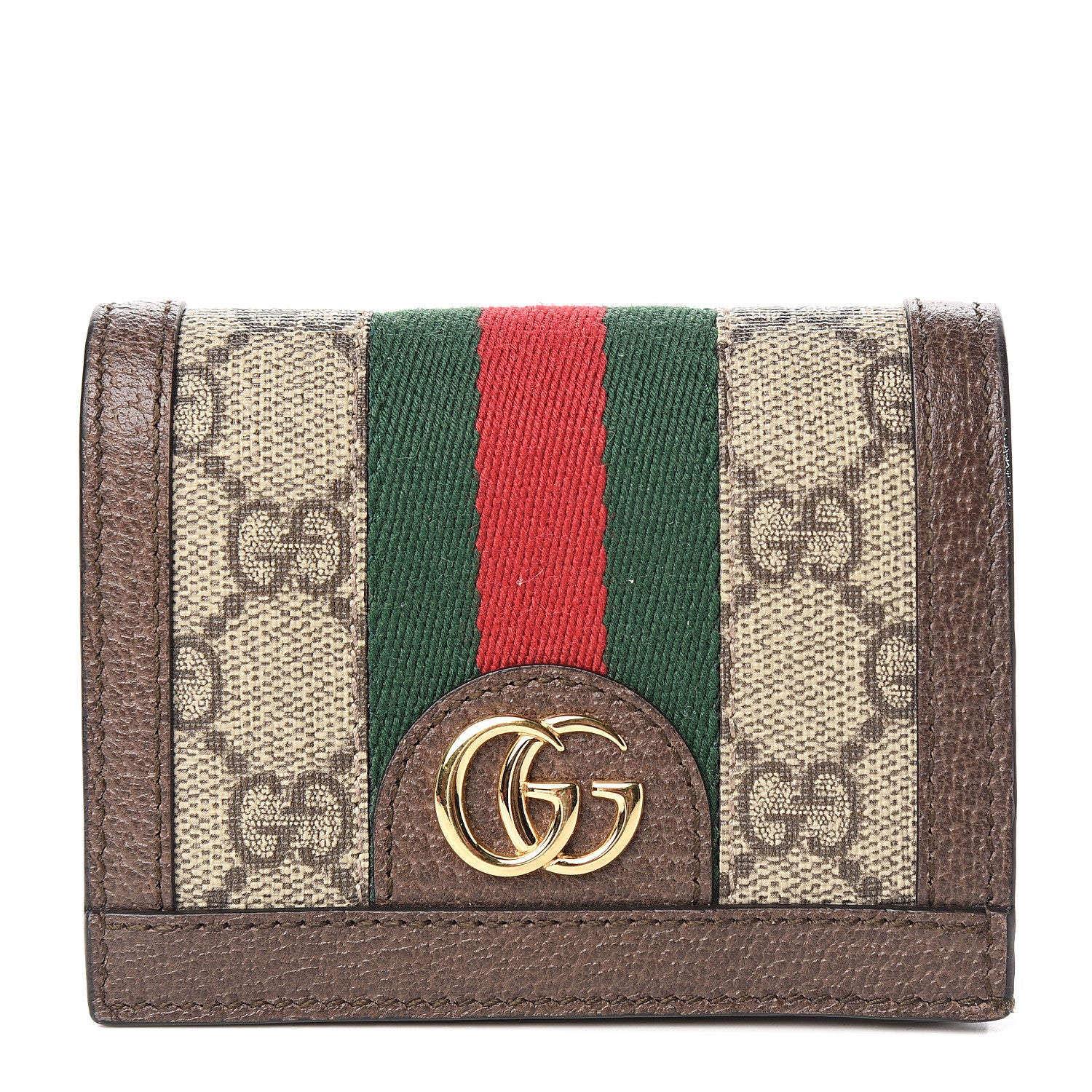 Gucci GG Supreme Monogram Web Ophidia Card Case Beige New Acero 1 of 7