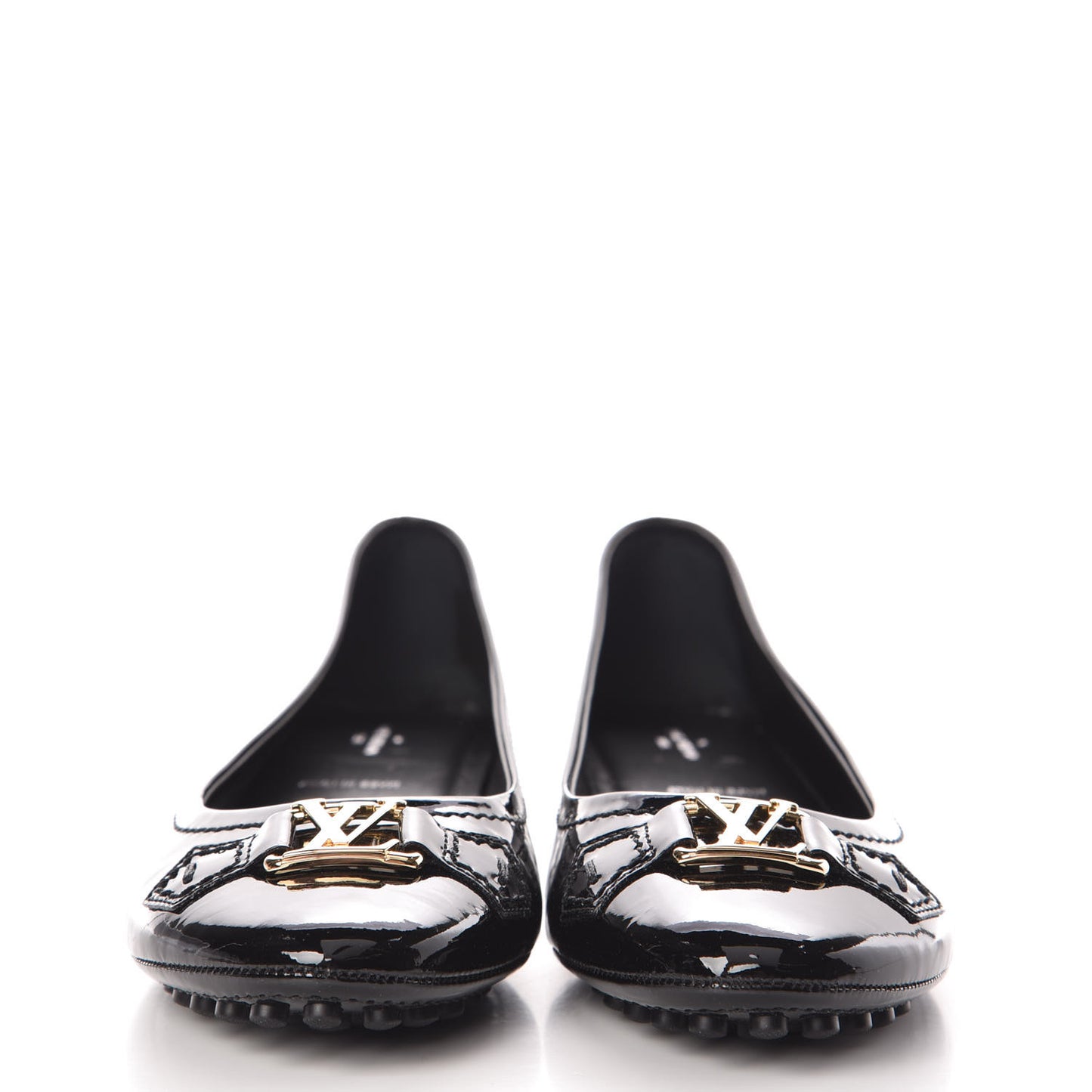 Patent Calfskin Oxford Ballerina Flats 40 Black