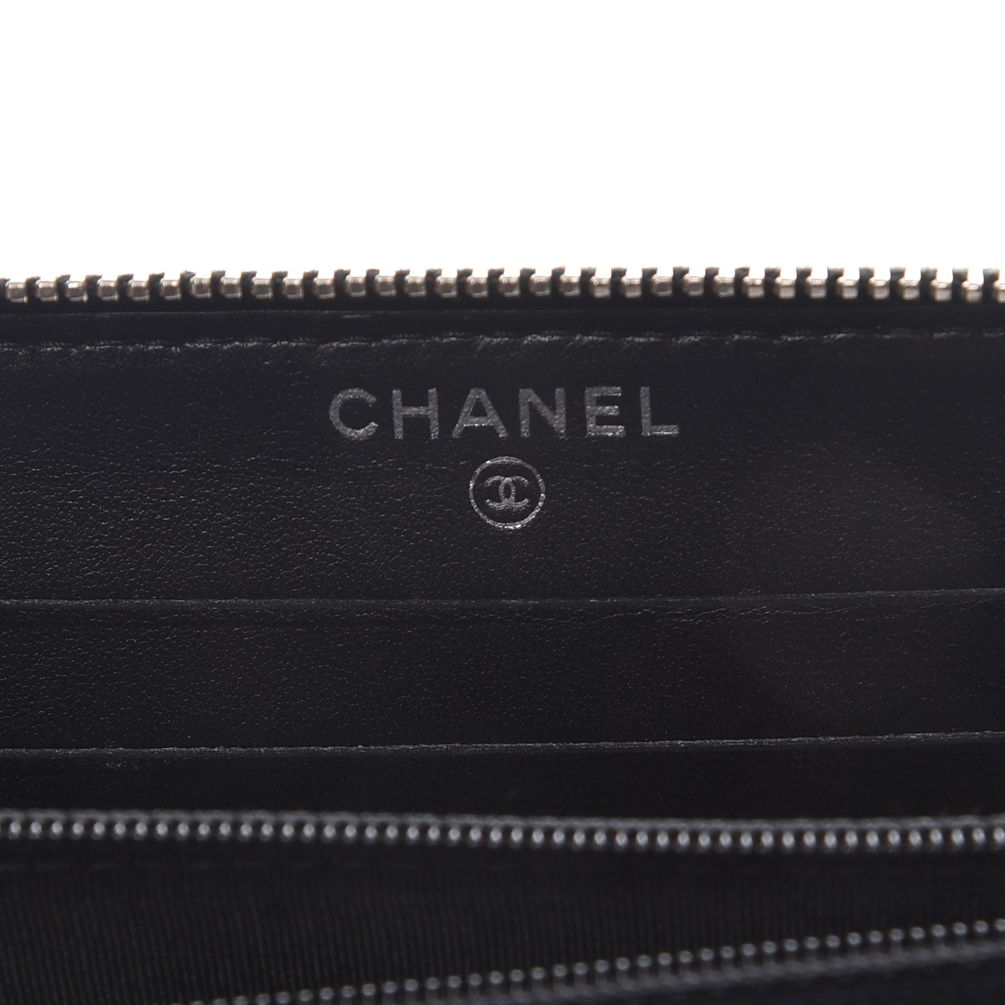 Lambskin Camellia Embossed Zip Around Wallet Black