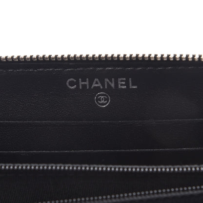 Chanel Lambskin Camellia Embossed Zip Around Wallet Black 6 of 9