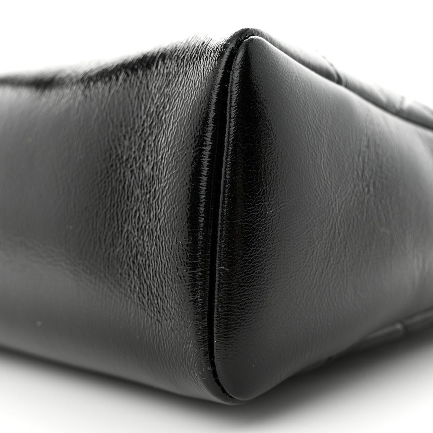 Shiny Lambskin Quilted 31 Shopping Bag Black