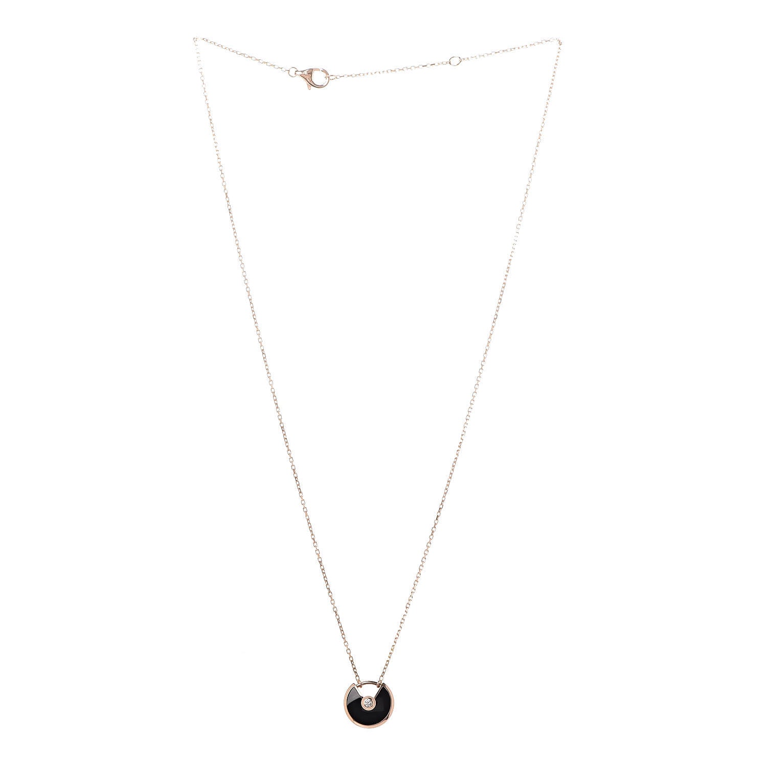 Cartier 18K Pink Gold Diamond Black Onyx XS Amulette de Cartier Pendant Necklace 3 of 6