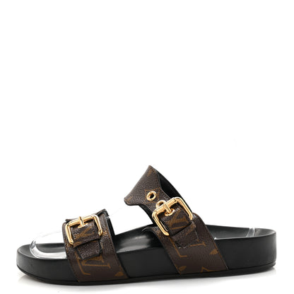 Louis Vuitton Monogram Bom Dia Mule Sandals 36 Black 1 of 9
