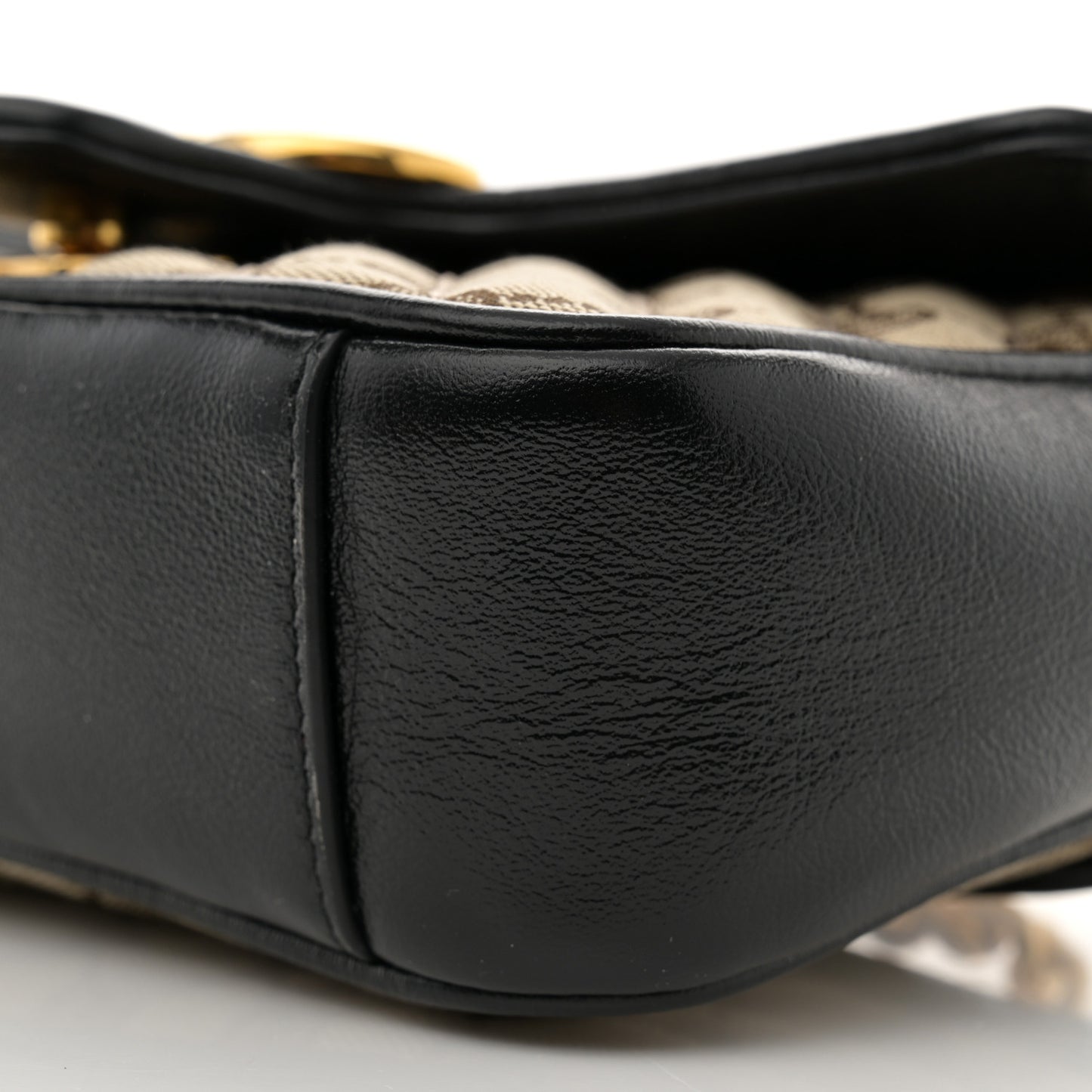 Monogram Matelasse Diagonal Mini GG Marmont Shoulder Bag Beige Black