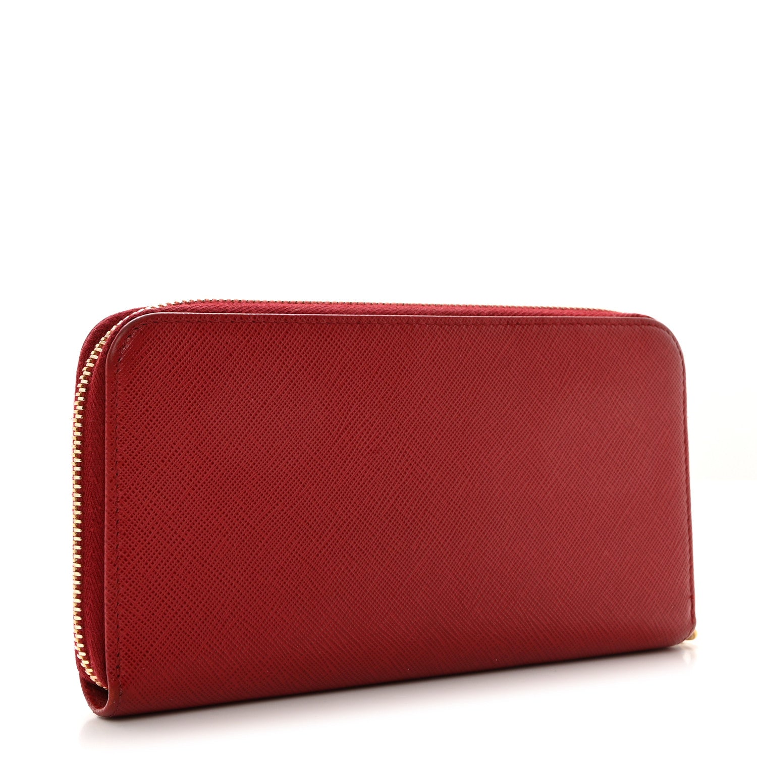 Prada Saffiano Metal Zip Around Wallet Fuoco 3 of 12