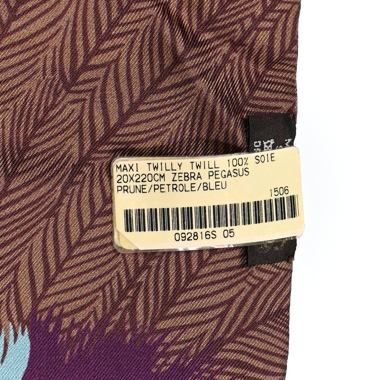 Hermes Silk Zebra Pegasus Maxi Twilly Prune Petrole Bleu 3 of 4