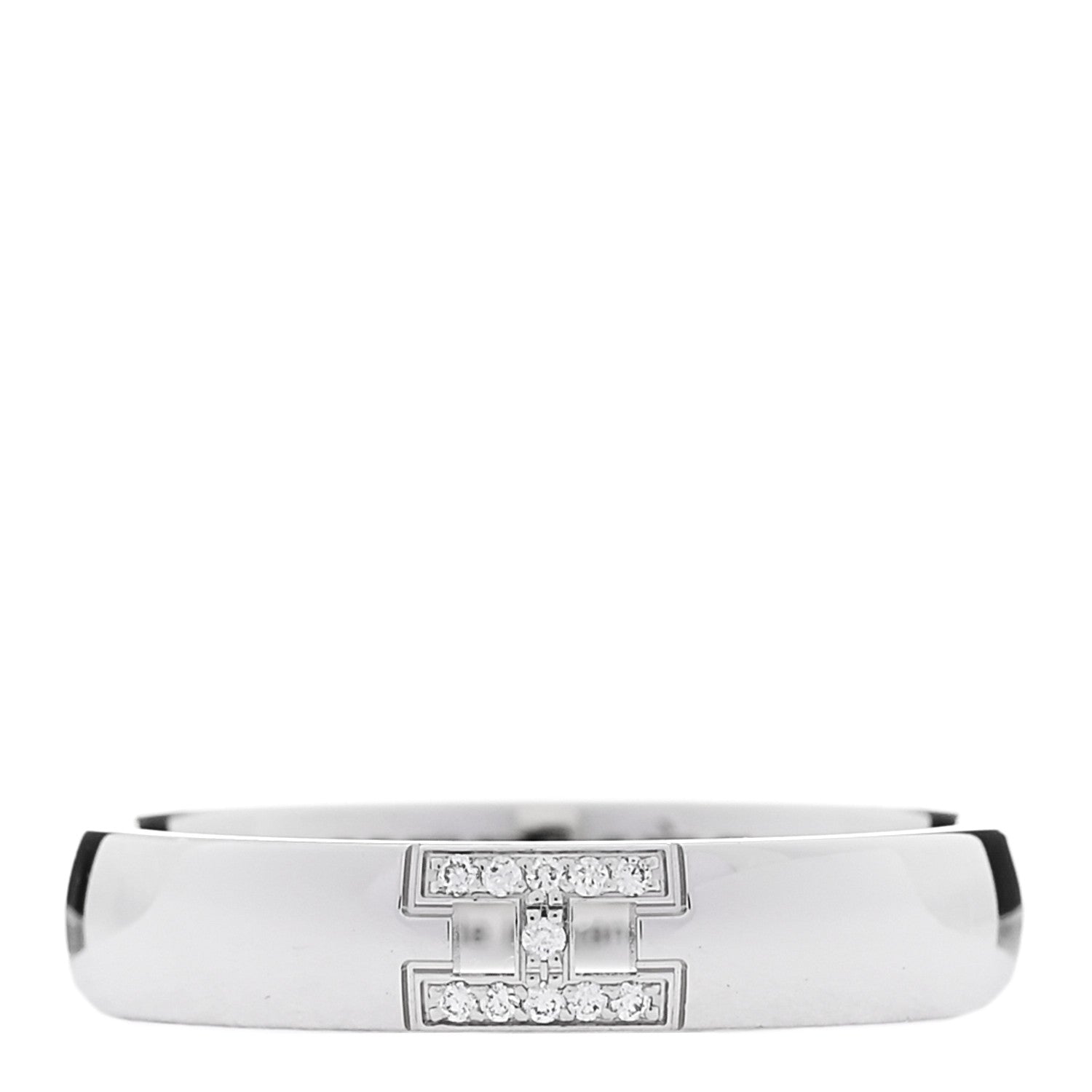 Hermes 18K White Gold Diamond Ever Herakles Wedding Band Ring 52 6 1 of 5