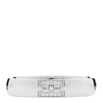 Hermes 18K White Gold Diamond Ever Herakles Wedding Band Ring 52 6 1 of 5