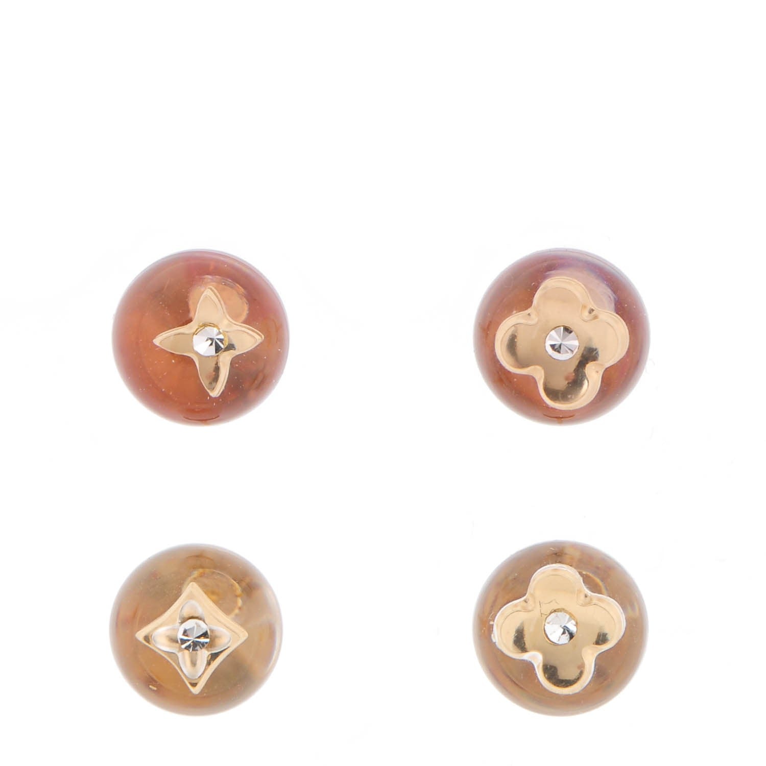 Louis Vuitton Resin Inclusion Stud Earrings Set of 2 Pink 1 of 4
