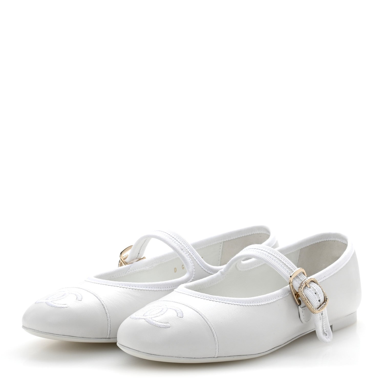 Chanel Lambskin Mary Jane Flats 37.5 White 4 of 10