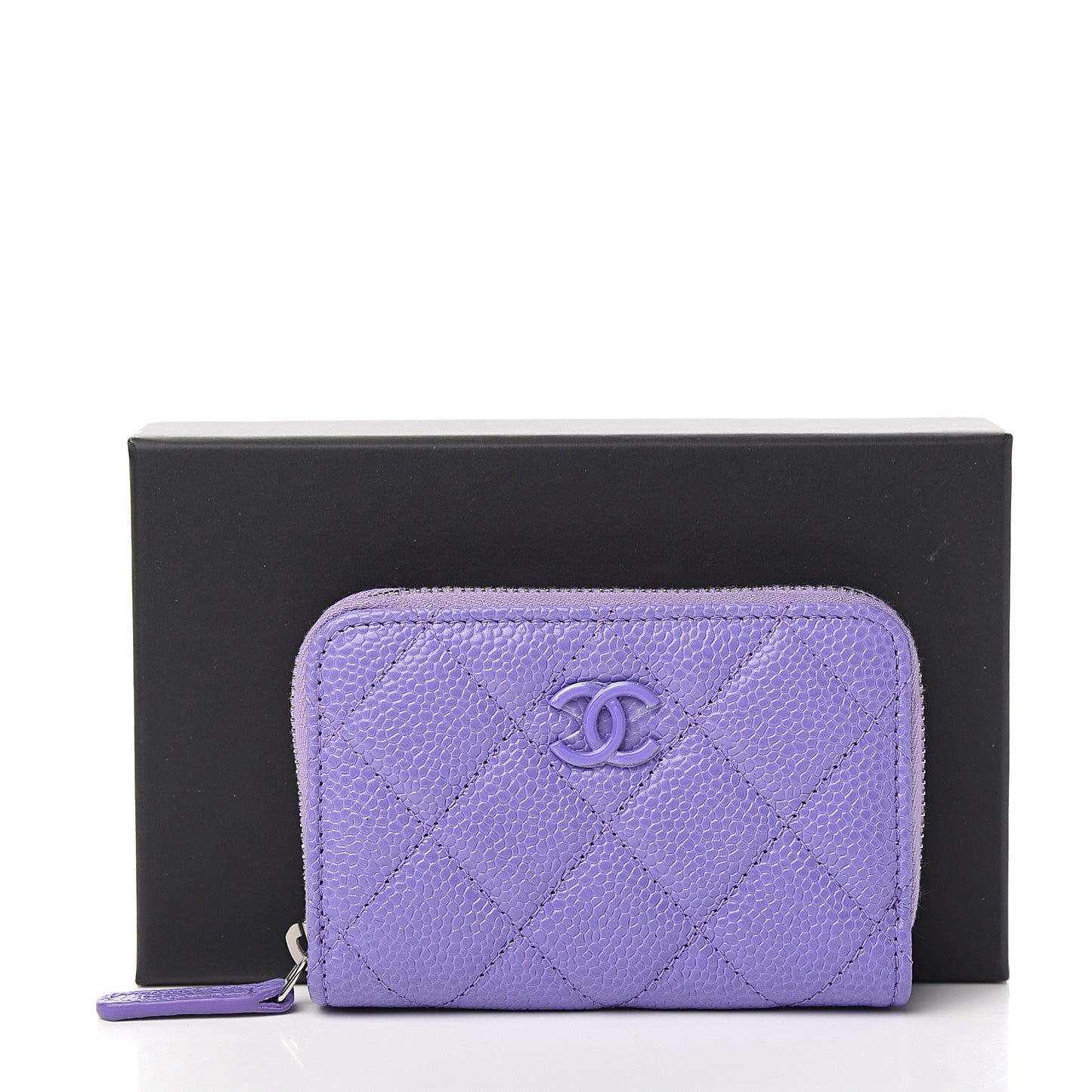 Caviar Quilted Incognito Zip Coin Purse Purple