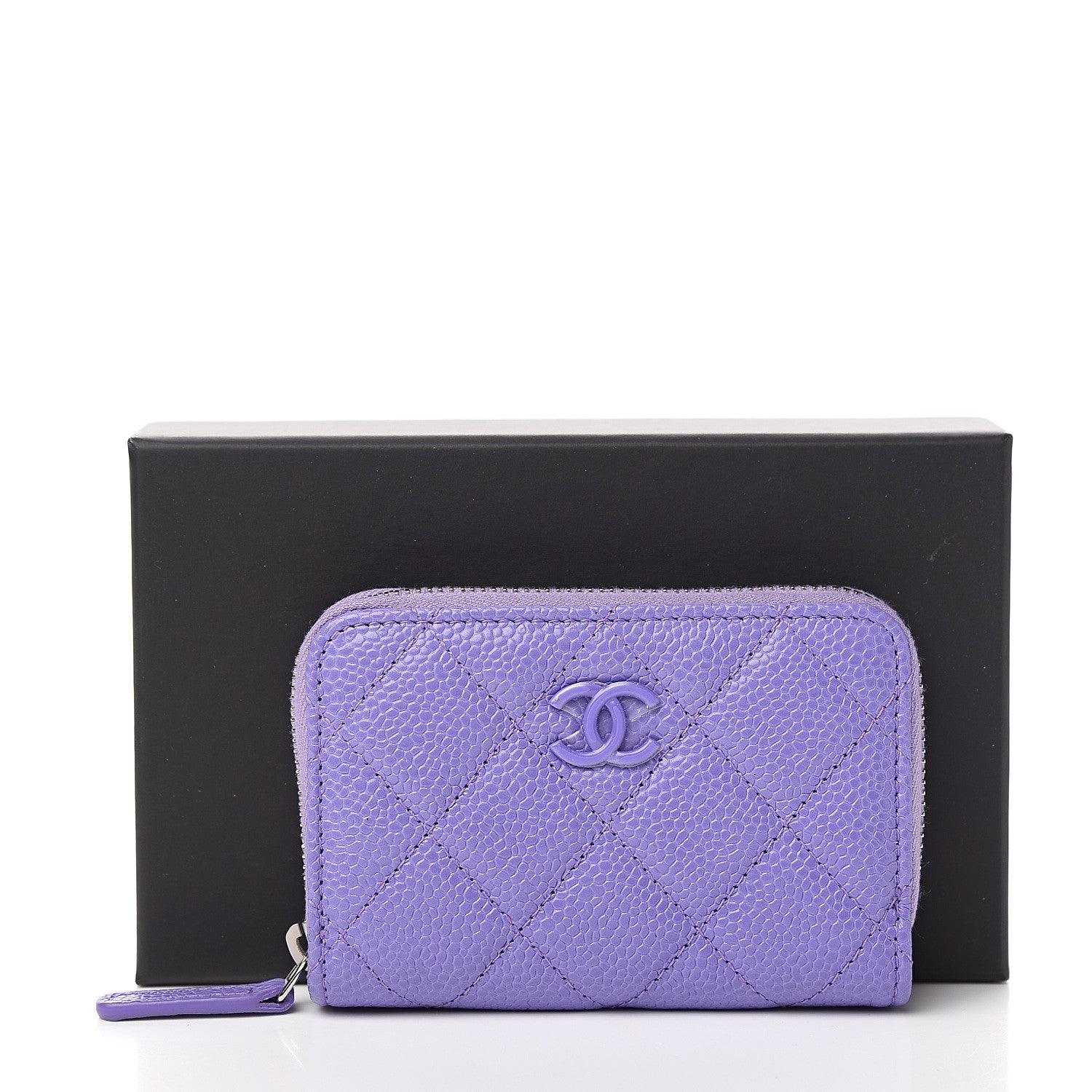 Chanel Caviar Quilted Incognito Zip Coin Purse Purple 7 of 7