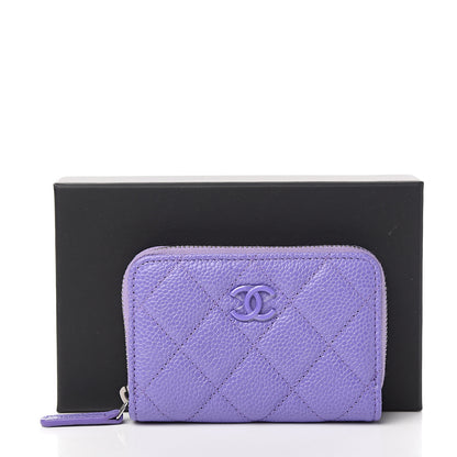 Chanel Caviar Quilted Incognito Zip Coin Purse Purple 7 of 7