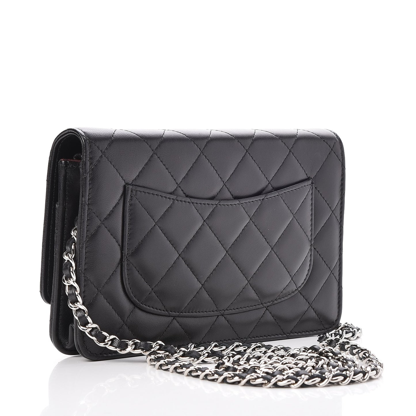 Lambskin Quilted Wallet On Chain WOC Black