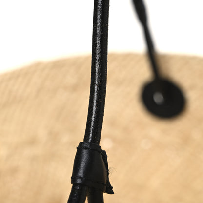 Loewe Calfskin Raffia Paulas Ibiza Medium Anagram Basket Tote Bag Natural Black 11 of 11
