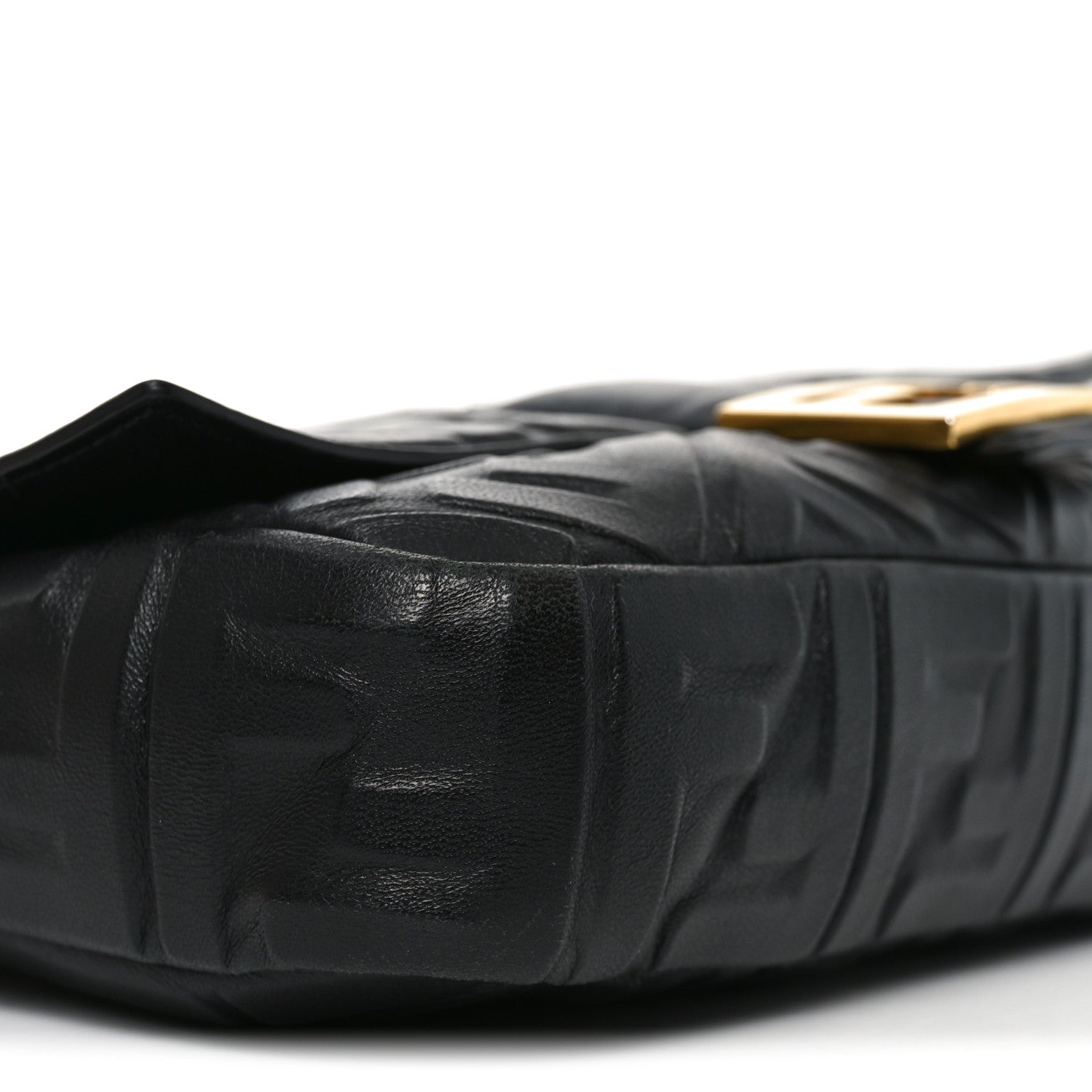Fendi Nappa FF 1974 Embossed Large Baguette Black 9 of 10