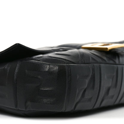 Fendi Nappa FF 1974 Embossed Large Baguette Black 9 of 10