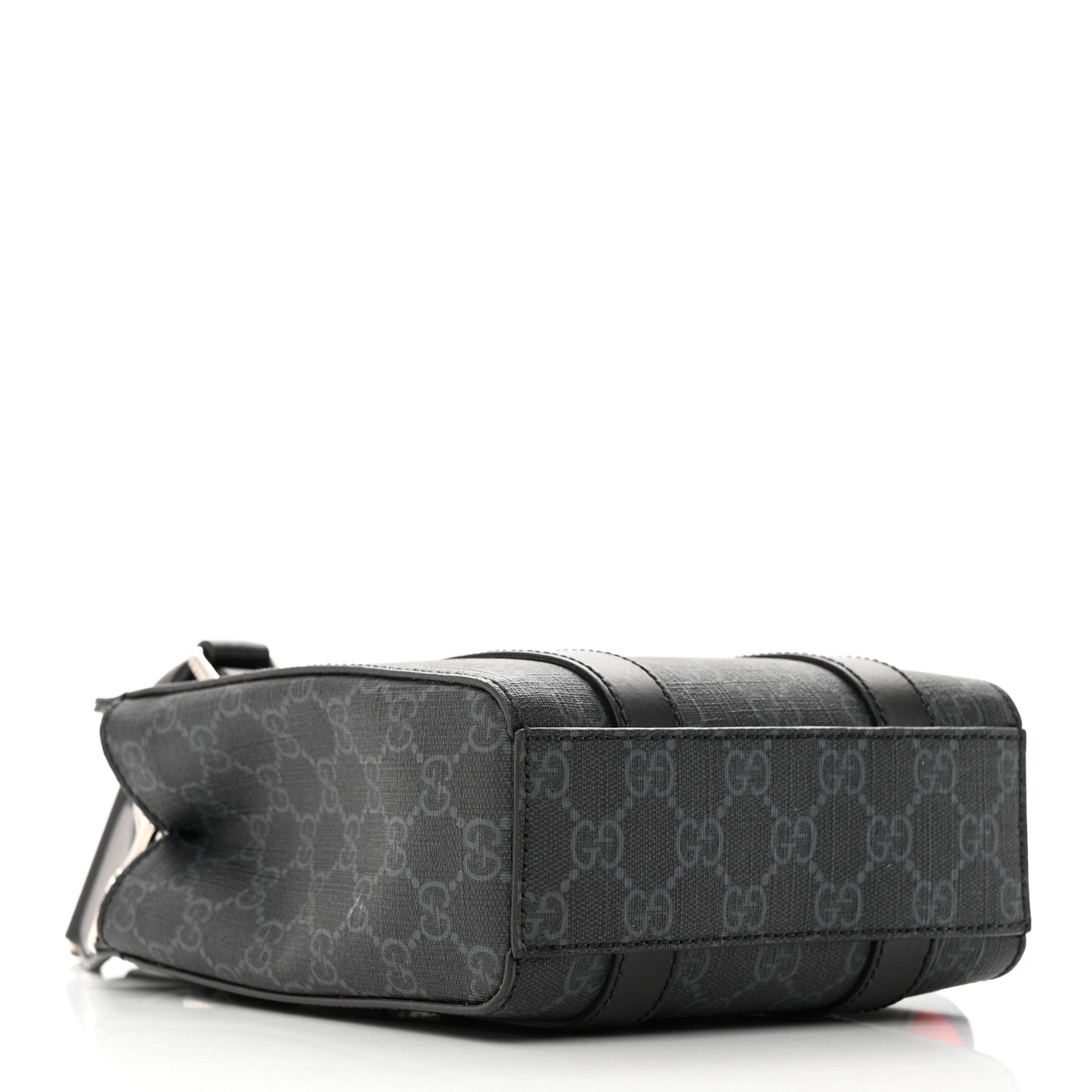 Gucci GG Supreme Monogram Appia Calfskin Web Mini Tote Bag Black 4 of 14