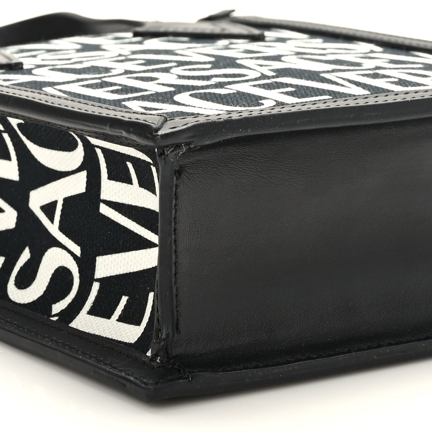 Canvas Jacquard Mini Allover Logo Tote Black White