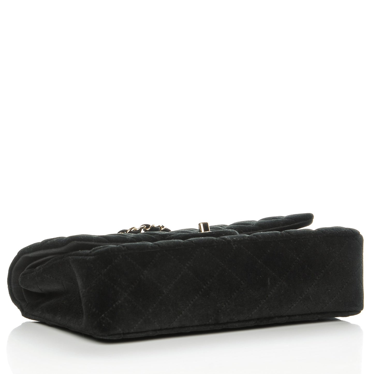 Velvet Quilted Medium Double Flap Black