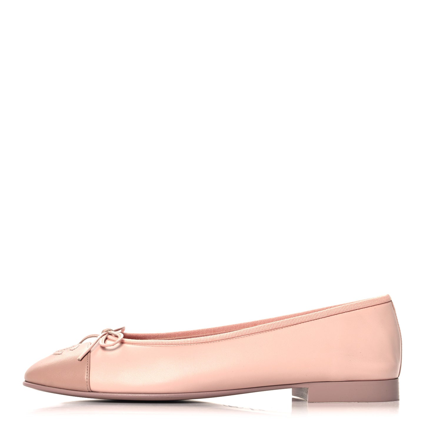 Chanel Lambskin Cap Toe CC Ballerina Flats Light Pink CHANEL