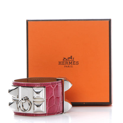 Hermes Shiny Alligator Collier De Chien CDC Bracelet S Framboise 9 of 9