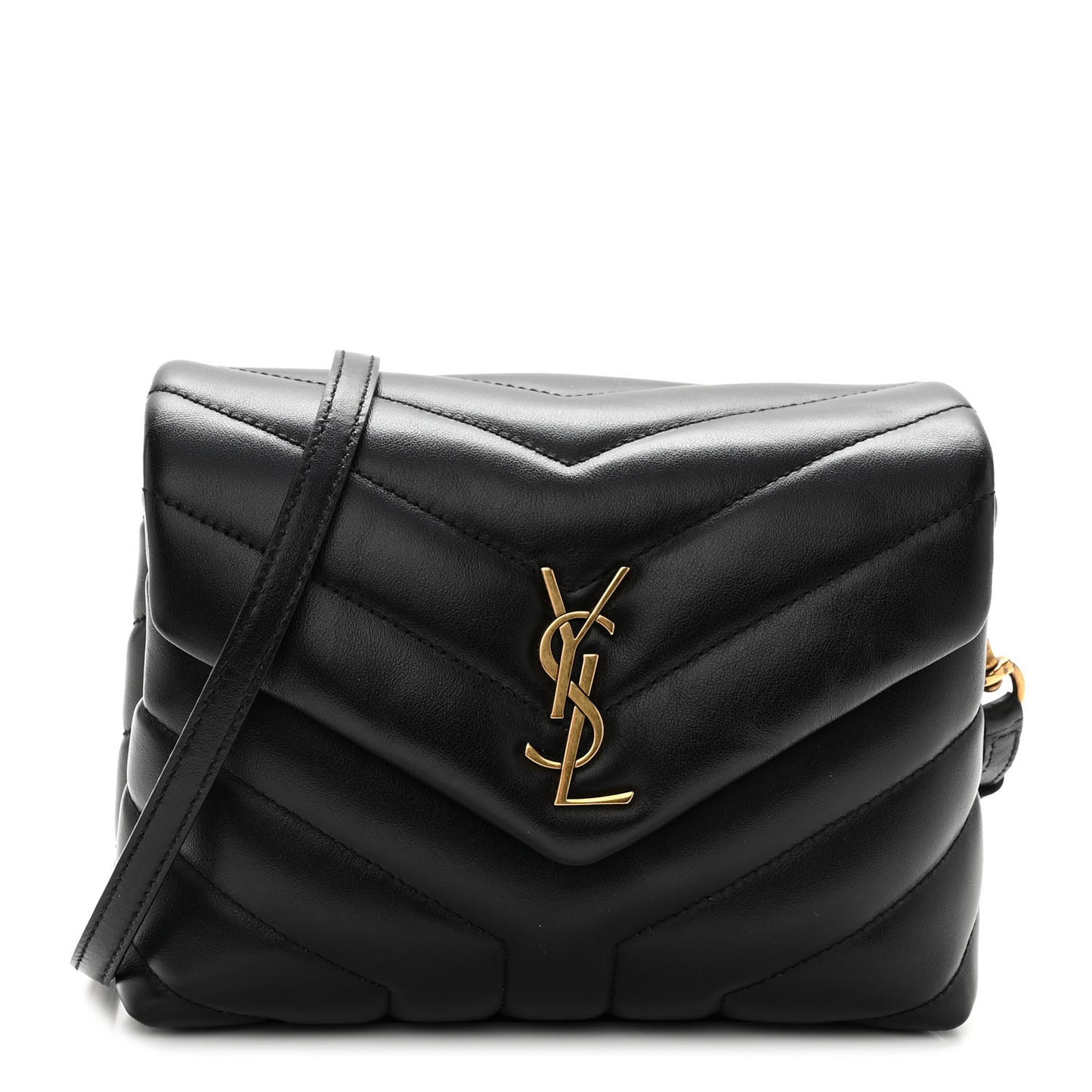 Calfskin Y Quilted Monogram Toy Loulou Crossbody Bag Black