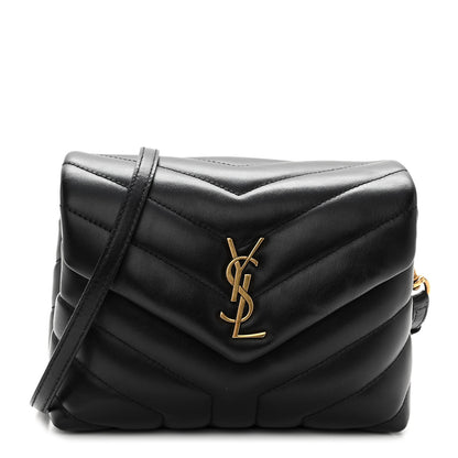 Saint Laurent Calfskin Y Quilted Monogram Toy Loulou Crossbody Bag Black 1 of 10