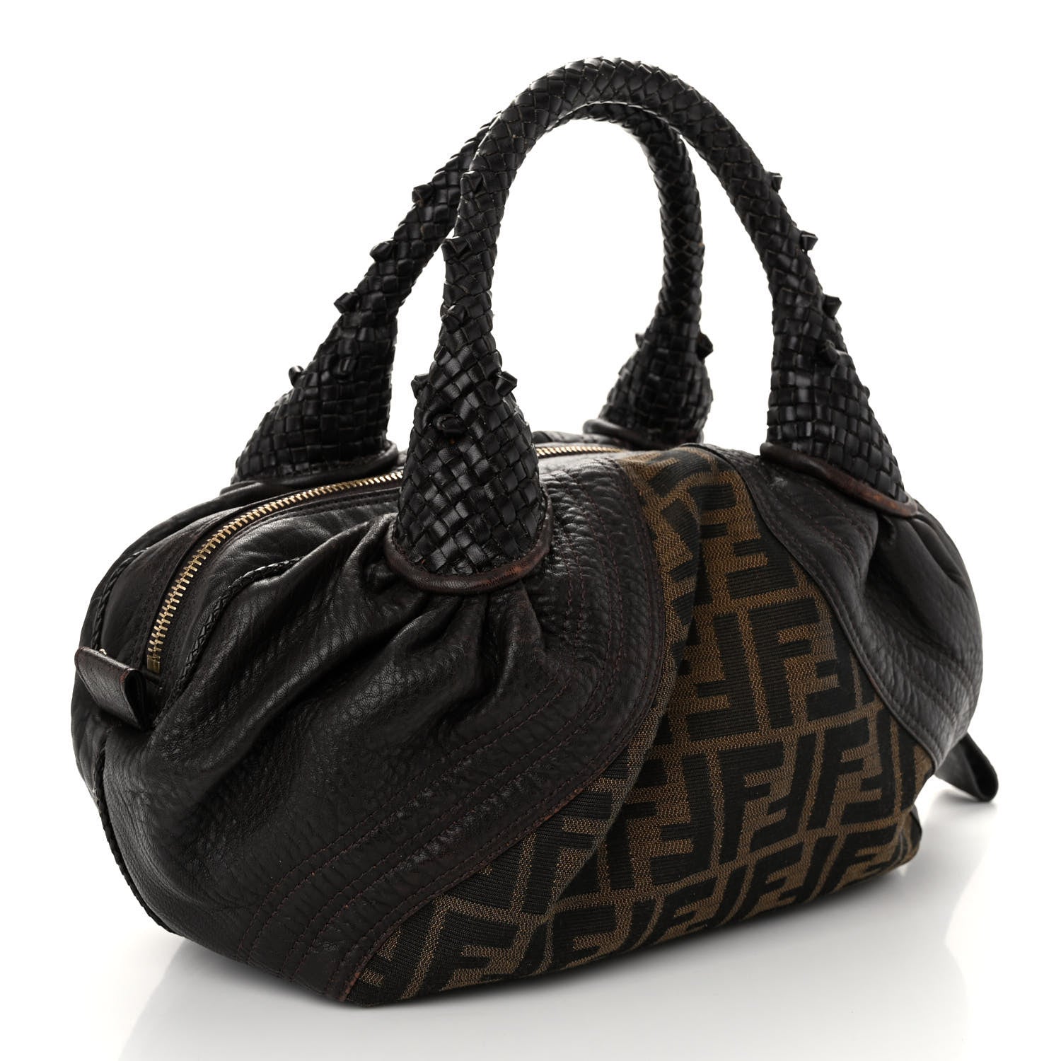 Fendi Zucca Nappa Nuvolata Vitello Tortuga Spy Bowler Tobacco Moro 3 of 10