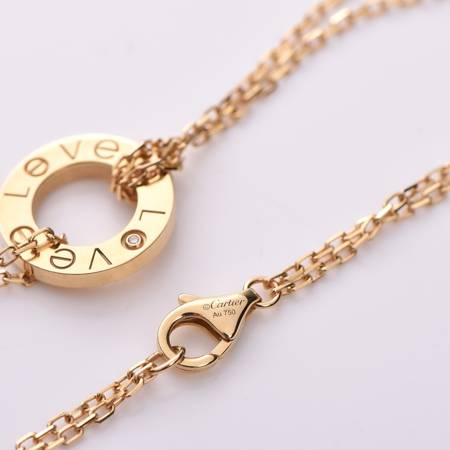 Cartier 18K Yellow Gold 2 Diamond LOVE Necklace 5 of 8